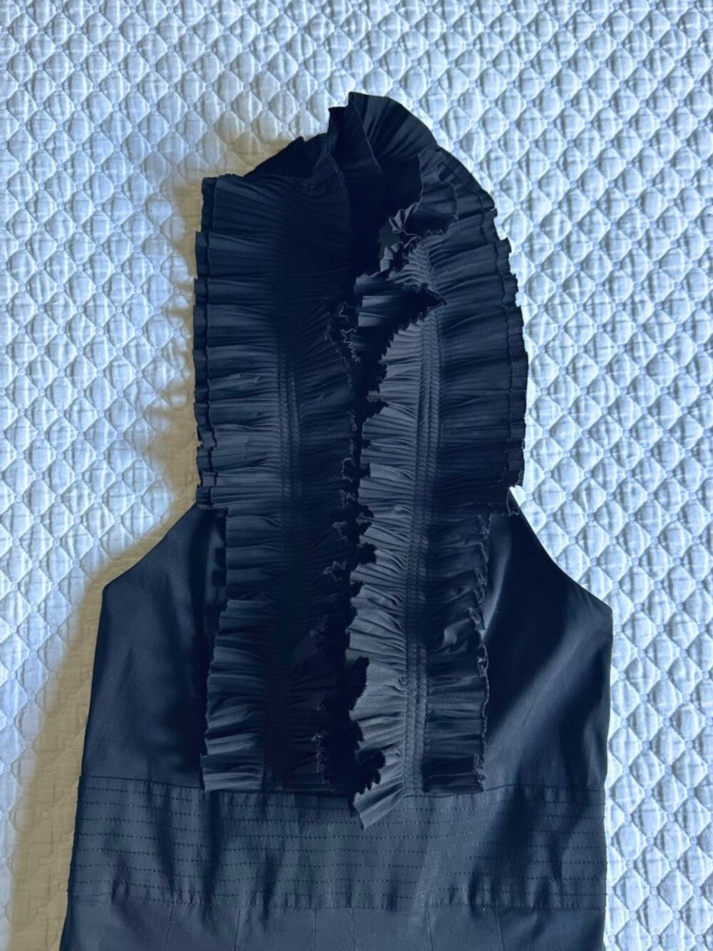 BCBGMAXAZRIA Dress Black Ruffle Halter Mini Pleated Cocktail Dress Size 0 - Picture 4 of 8